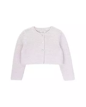 Вязаная кофта для девочки с круглым вырезом KNOT, белый