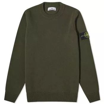 Вязаная кофта Stone Island из овечьей шерсти с обратным швом, оливковый