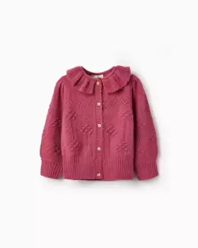 Вязаная кофточка на девочку с рюшами Zippy, розовый