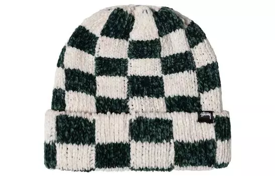 Вязаная крючком клетчатая шапка Stussy