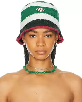 Вязаная Крючком Шапка Casablanca, цвет Green & White