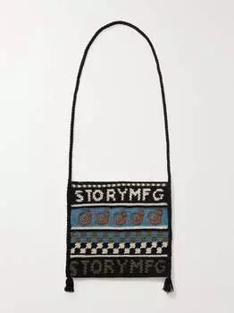 Вязаная крючком сумка-мессенджер из органического хлопка STORY MFG., синий