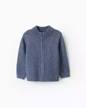 Вязаная куртка для мальчика на молнии Zippy, темно-синий