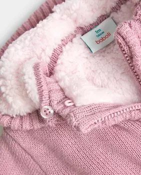 Вязаная куртка для мальчика на подкладке и капюшоне Boboli, розовый