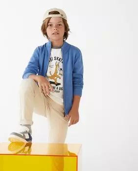 Вязаная куртка для мальчика с длинными рукавами и воротником перкинс El Corte Ingls, светло-синий