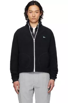 Вязаная куртка на молнии из буклированной шерсти Drake'S, синий