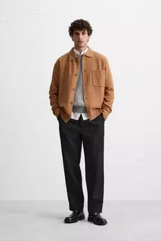 Вязаная куртка с карманом ZARA, карамель