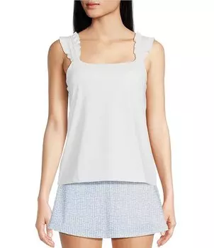 Вязаная майка без рукавов с квадратным вырезом и рюшами Southern Tide Staci, белый