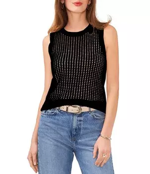 Вязаная майка без рукавов Vince Camuto с круглым вырезом, черный