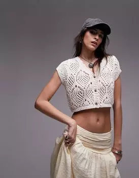 Вязаная майка Topshop овсяного цвета