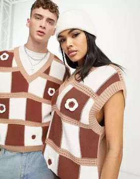 Вязаная майка унисекс с цветами, связанными крючком, ASOS