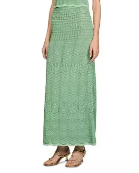 Вязаная макси-юбка Sandro, зеленый