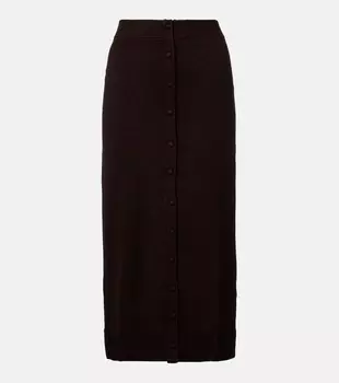 Вязаная миди-юбка из смесовой шерсти Victoria Beckham, Dark Chocolate