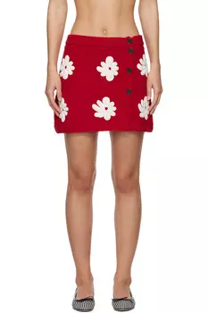 Вязаная мини-юбка Msgm, красный