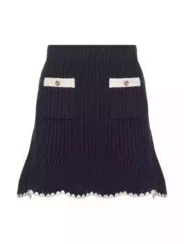 Вязаная мини-юбка Self-Portrait, тёмно-синий
