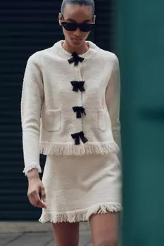 Вязаная мини-юбка ZARA, экрю