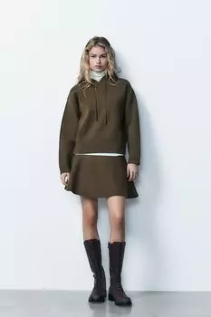 Вязаная мини-юбка ZARA, хаки