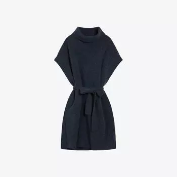Вязаная накидка Danlena из смесовой шерсти с воротником-воронкой Ted Baker, темно-синий