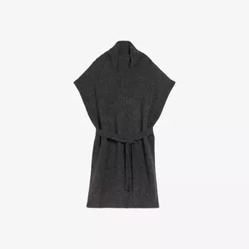 Вязаная накидка Danlena из смесовой шерсти с воротником-воронкой Ted Baker, серый