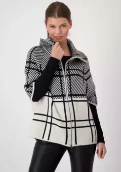 Вязаная накидка Монари "Вязаная накидка-жакет", жаккардовая ткань Monari, цвет Sandshell Gemustert