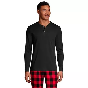 Вязаная пижама в рубчик Big & Tall Henley Lands' End, черный