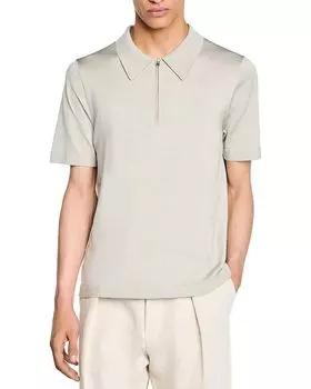 Вязаная поло с молнией на воротнике Sandro, серый