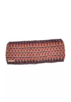 Вязаная повязка на голову в полоску 19197-0 SEEBERGER, цвет Burgund/camel