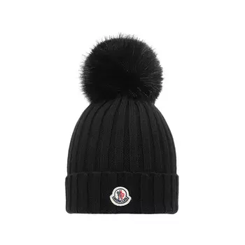 Вязаная ребристая шапка с помпоном Moncler