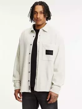Вязаная рубашка Calvin Klein Jeans Monogram Badge, Белый Серый Хизер