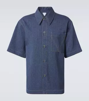 Вязаная рубашка из шерсти и хлопка Bottega Veneta, Indigo