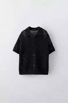 Вязаная рубашка крючком ZARA, черный