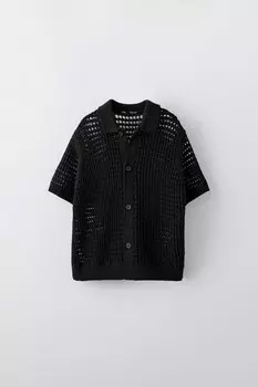 Вязаная рубашка крючком ZARA, черный