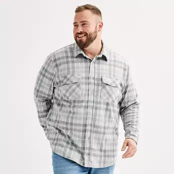 Вязаная рубашка на пуговицах с длинными рукавами Big & Tall Sonoma Goods For Life, цвет Gray Plaid