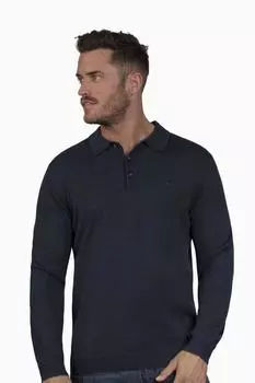 Вязаная рубашка-поло с длинными рукавами Raging Bull, темно-синий