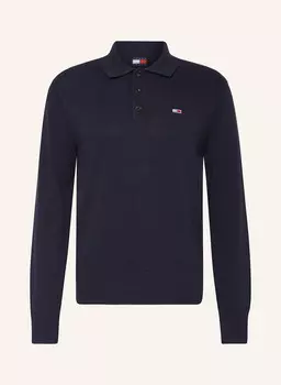Вязаная рубашка-поло TOMMY JEANS, темно-синий