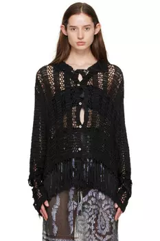 Вязаная рубашка с бахромой Bode, черный