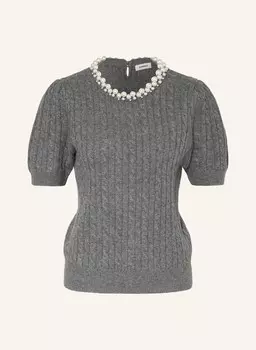 Вязаная рубашка с декоративными бусинами Sandro, серый