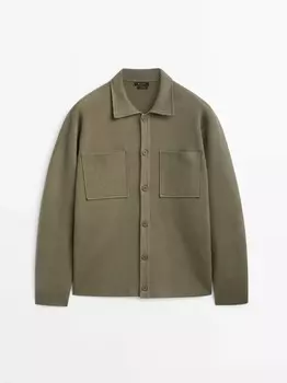 Вязаная рубашка с пуговицами Massimo Dutti, коричневый