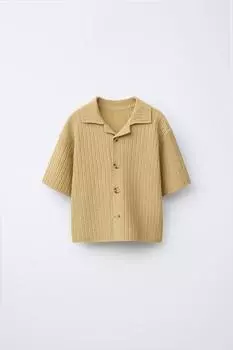 Вязаная рубашка ZARA, цвет Ochre