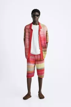 Вязаная рубашка ZARA, разноцветный
