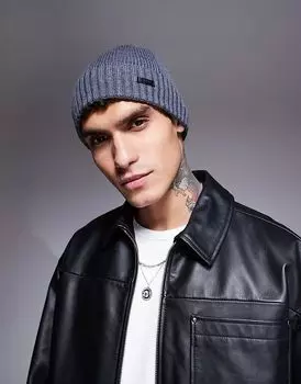 Вязаная шапка-бини Boss Fati серого цвета BOSS Orange