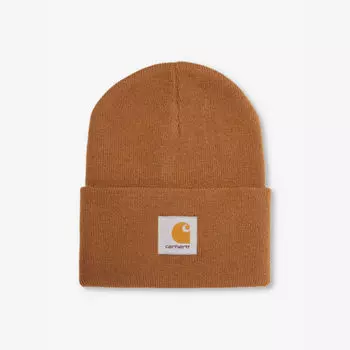 Вязаная шапка-бини из акрила с аппликацией в виде часового бренда Carhartt Wip, коричневый