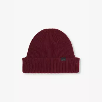 Вязаная шапка-бини из переработанного кашемира с фирменной аппликацией Paul Smith, бордовый