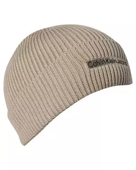 Вязаная шапка бини с институциональной нашивкой Calvin Klein Jeans, бежевый