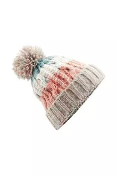 Вязаная шапка-бини с помпоном и штопором Beechfield, мультиколор