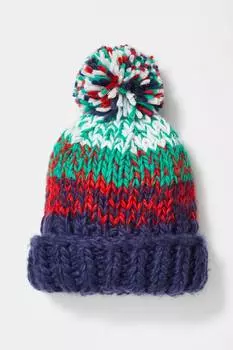 Вязаная шапка-бини с помпоном Tide Stripe темно-синего цвета Free People