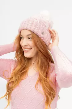 Вязаная шапка Budmil, белый/розовый