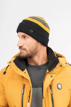 Вязаная шапка Budmil, черный/желтый