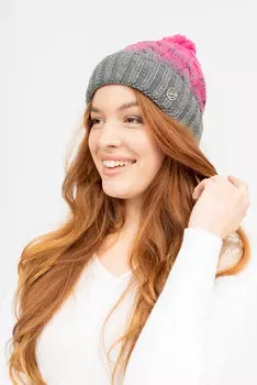 Вязаная шапка Budmil, розовый/серый