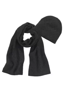 Вязаная шапка Calvin Klein "GS MONOGRAM SCARF+BEANIE" (2 шт.), с монограммой по всей поверхности, цвет Black Classic